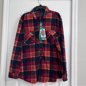 NWT Freedom Foundry mens plaid flannel button up shirt orange XL